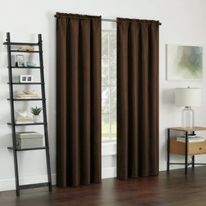 Eclipse Samara Solid Color Blackout Rod Pocket Single Curtain Panel, Espresso